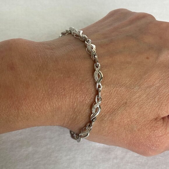 Kay Jewelers Sterling Silver 925 JWBR Infinity Link Diamond Tennis Bracelet FLAW - Picture 16 of 16